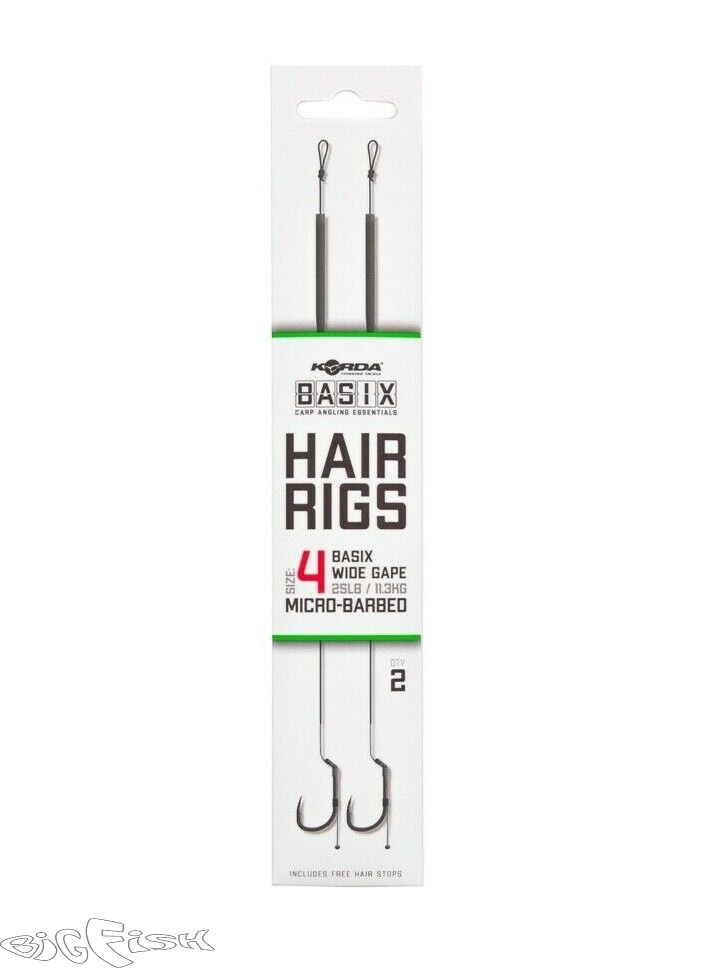 картинка KORDA Поводок готовый Basix Hair Rigs Wide Gape №4 25lb от магазина BigFish