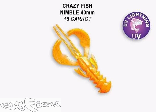 картинка Cиликон съедобный Crazy Fish Nimble 1.6" 49-40-18-6 9шт. от магазина BigFish