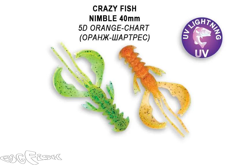 картинка Cиликон съедобный Crazy Fish Nimble 1.6" 49-40-5d-6 9шт. от магазина BigFish