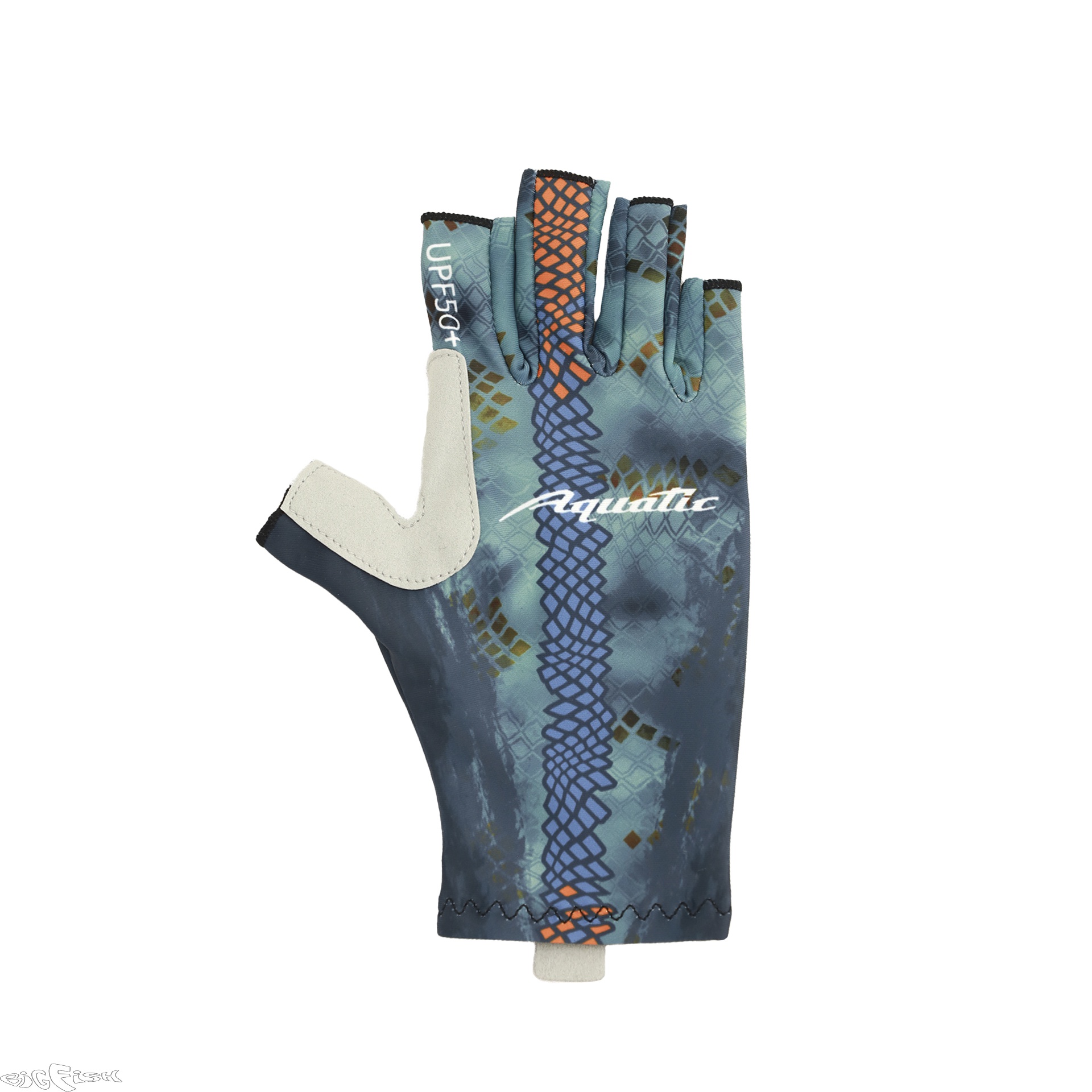 картинка Перчатки для рыбалки летние Aquatic UPF50+ (цвет: pike camo blue, размер S/M) от магазина BigFish