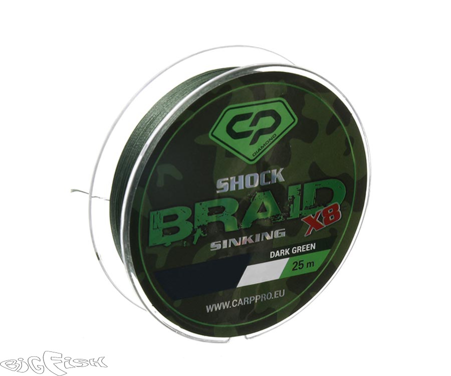 картинка CARP PRO Шок-лидер Shock Braid PE X8 зеленый 25lb 25м от магазина BigFish