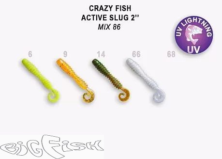 картинка Твистер съедобный Crazy Fish ACTIVE SLUG 2" 29-50-М86-6  10шт. от магазина BigFish