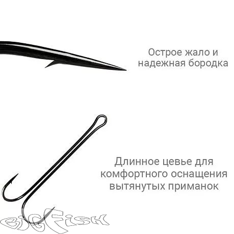 картинка Двойной крючок Crazy Fish Long Tail Double Hook №1 4 шт от магазина BigFish