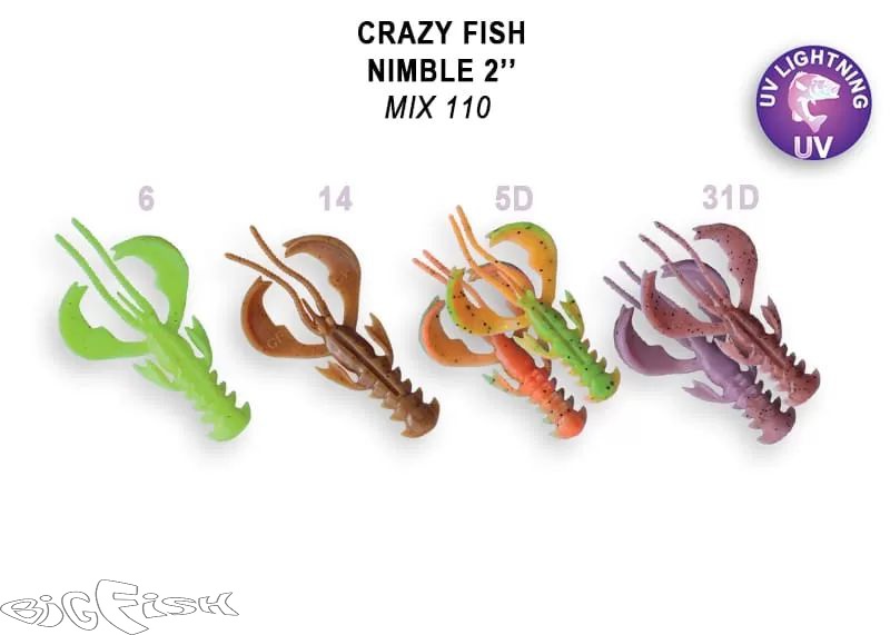 картинка Cиликон съедобный Crazy Fish Nimble 2.0" 50-50-M110-6-F плавающие 8шт. от магазина BigFish