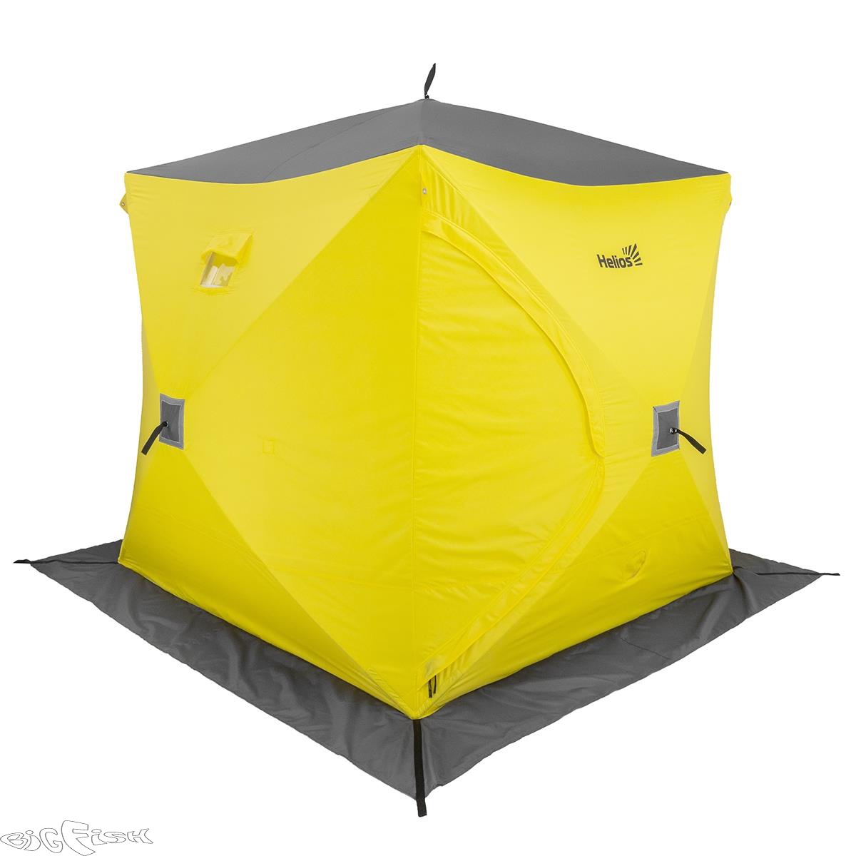 картинка Палатка зимняя утепл. Куб Premium 2,1х2,1 желтый/серый (HS-WSCI-P-210YG) Helios от магазина BigFish