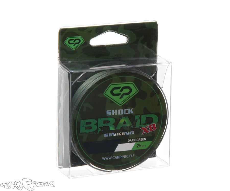 картинка CARP PRO Шок-лидер Shock Braid PE X8 зеленый 25lb 25м от магазина BigFish